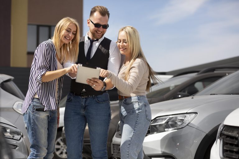 Happy customers car dealership